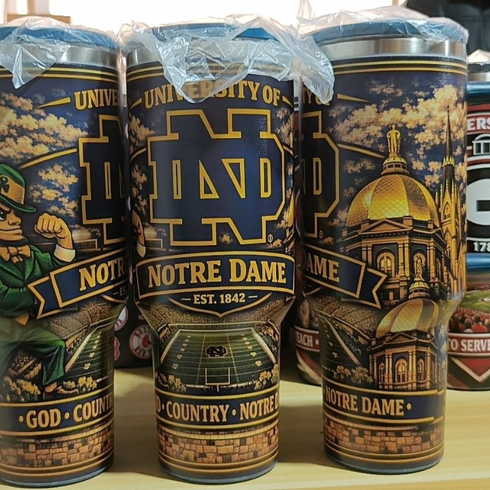 Stainless Steel Travel Tumbler - Navy & Gold